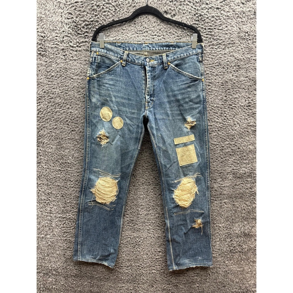 Vintage Number (N)ine Give Peace a Chance Patchwork Denim Jeans Men Size 33 x 30